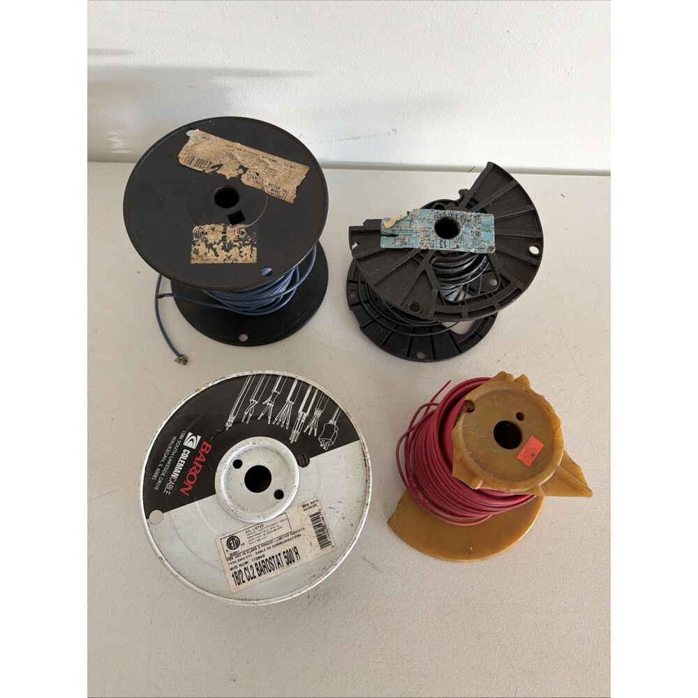 MIXED LOT SPOOLS ELECTRICAL WIRE 18 GAUGE 10 USED SPOOLS CAROL